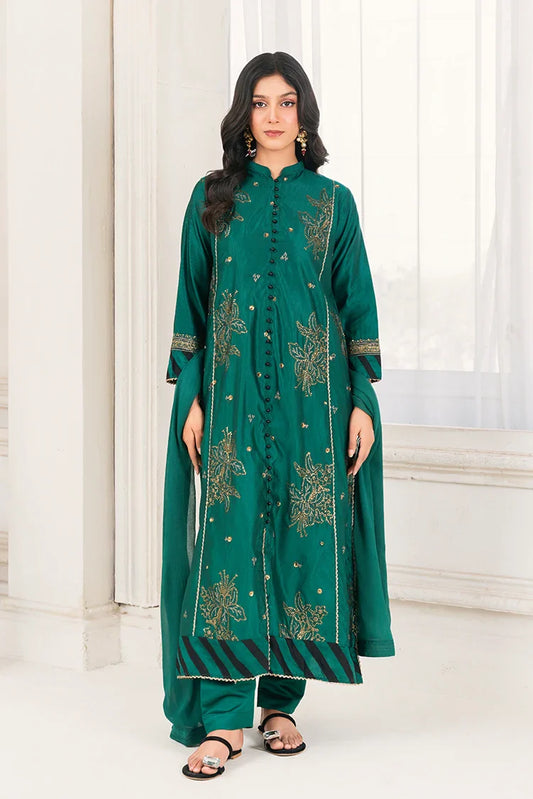 Picture of Khubsurat - 3 Piece Stitched Embroidered - Bottle Green - 3389-KH-SKTN - Available at Raja Sahib