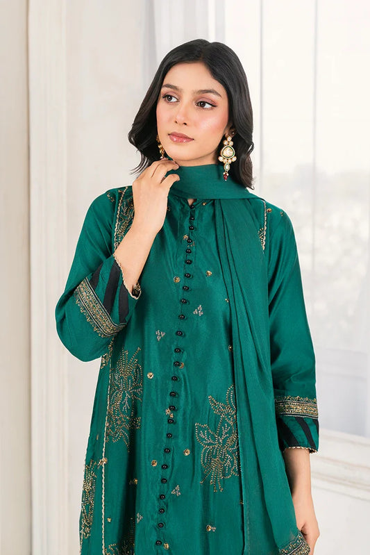 Picture of Khubsurat - 3 Piece Stitched Embroidered - Bottle Green - 3389-KH-SKTN - Available at Raja Sahib