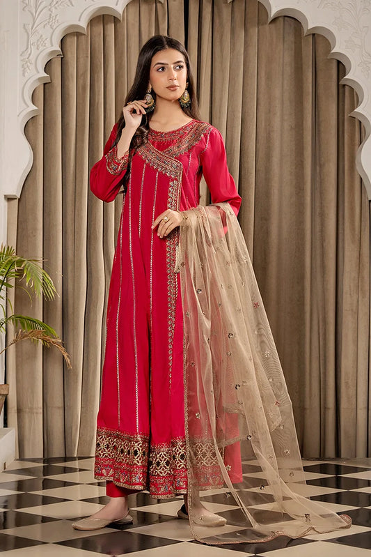 Picture of Khubsurat - 3 Pieces Ready to Wear - Shocking Pink - 3701-KH-CT - Available at Raja Sahib