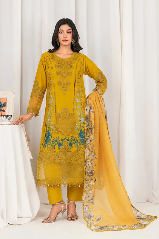Picture of Khubsurat - 3 Piece Ready To Wear - Mustard - 3804-KH-CT - Available at Raja Sahib