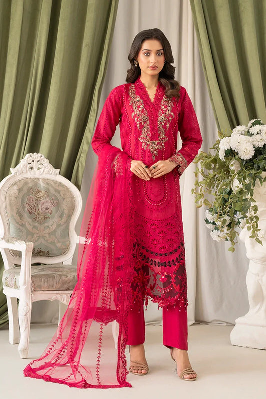 Picture of Khubsurat - Dastaan - 3 Piece Ready To Wear - Shocking Pink - 3841-KH-OR-NT - Available at Raja Sahib