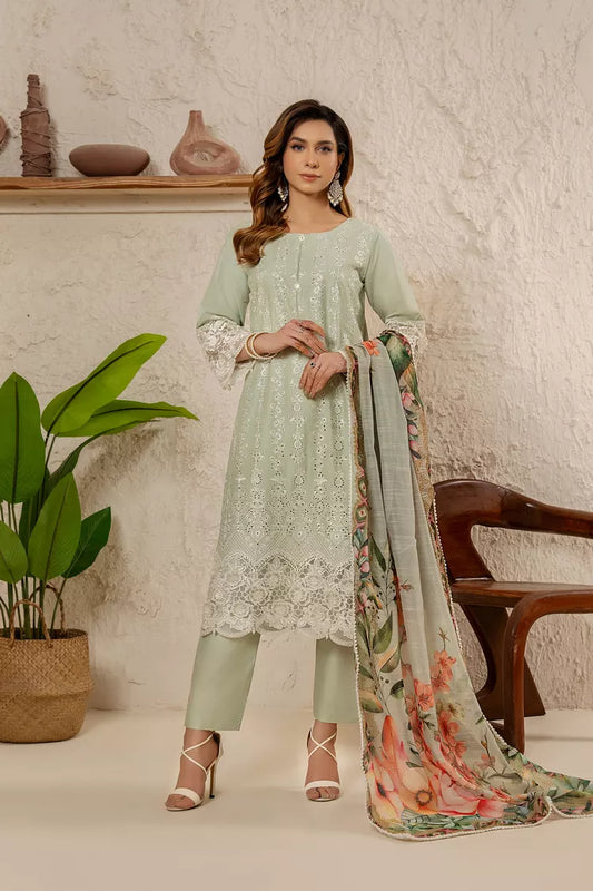 Khubsurat - 3 Pieces Ready To Wear - Pista - 3854-KH-CT