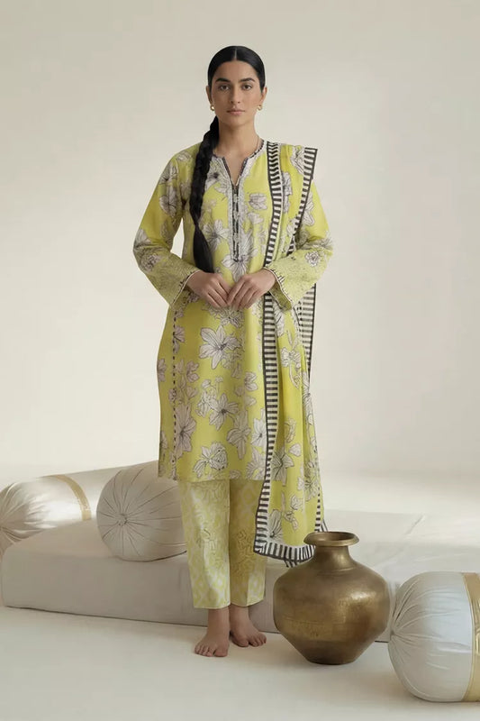 Picture of Peelu - 3 Piece - Stitched Lawn Suit Golden Clover - Available at Raja Sahib