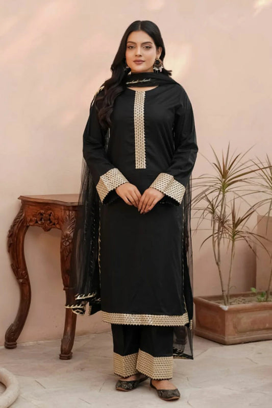 Picture of Abar - Farah Jawahir Collection - 3 Piece - Obsidian Black - Available at Raja Sahib