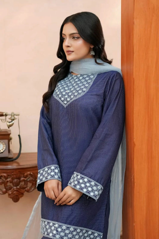 Picture of Abar - Farah Jawahir Collection - 3 Piece - Sapphire Blue - Available at Raja Sahib
