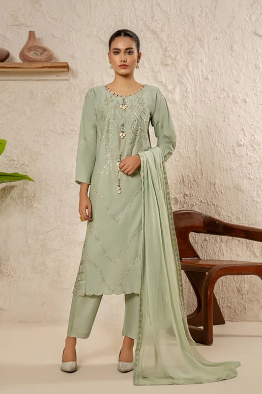 Khubsurat - 3 Pieces Ready To Wear - Pista - 4040-KH-CT