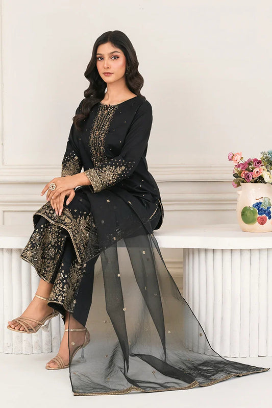 Picture of Khubsurat - 3 Piece Ready To Wear - Black - 4089-KH-SKTN - Available at Raja Sahib