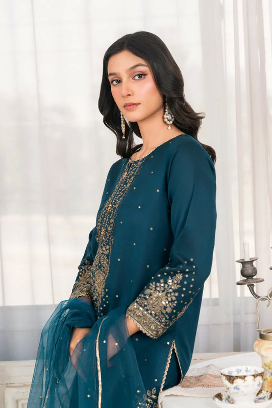 Picture of Khubsurat - 3 Piece Ready To Wear - Teal - 4089-KH-SKTN - Available at Raja Sahib