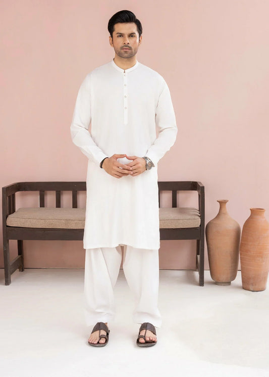 Picture of Wash & Wear | Ivory Ban Shalwar Kameez - Available at Raja Sahib