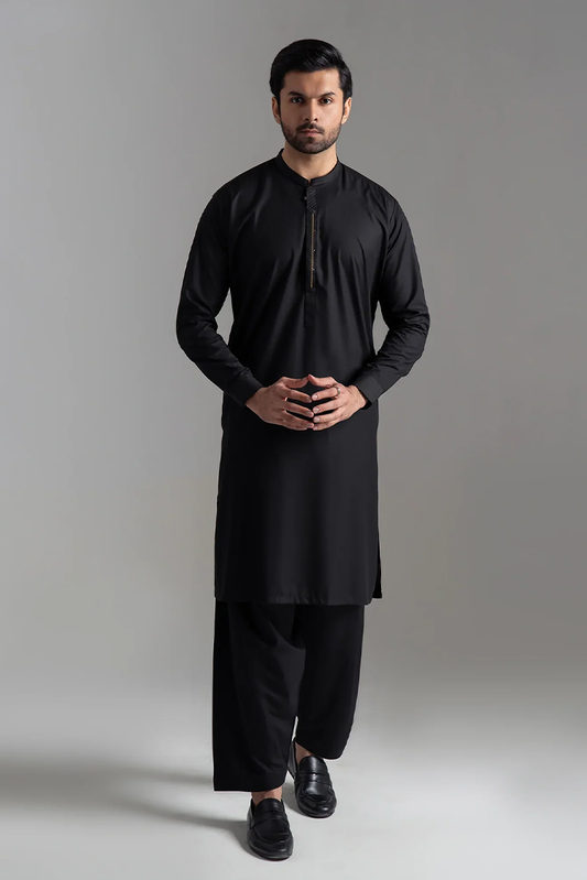 Picture of Wash & Wear | Black Ban Shalwar Kameez - Available at Raja Sahib
