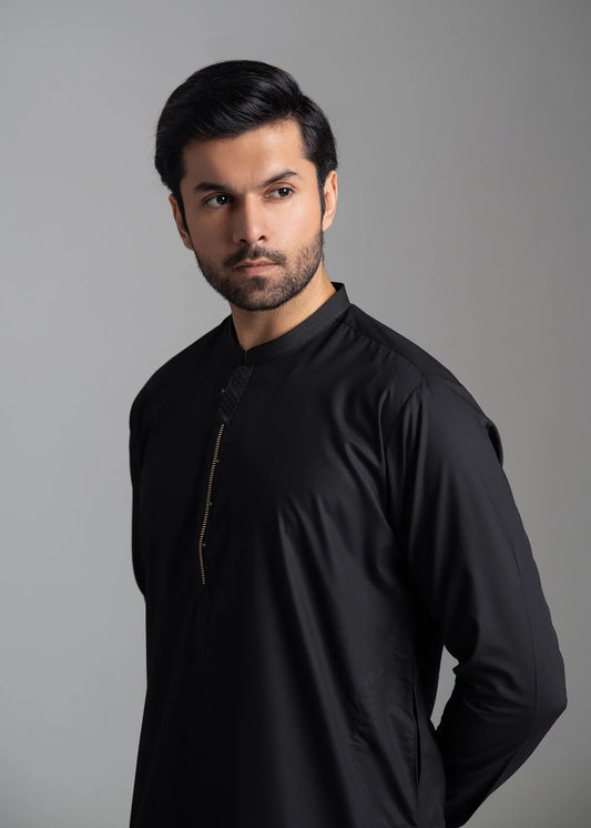 Picture of Wash & Wear | Black Ban Shalwar Kameez - Available at Raja Sahib