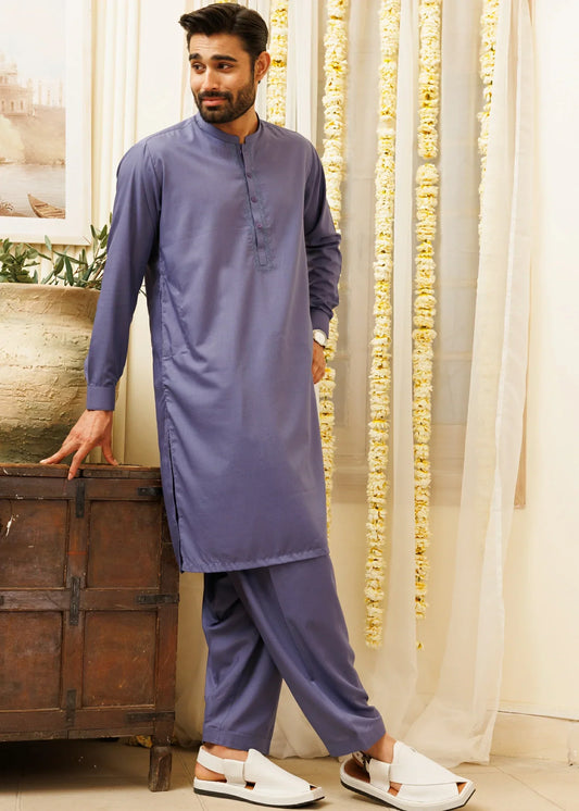 Picture of Wash & Wear | Purple Ban Shalwar Kameez - Available at Raja Sahib