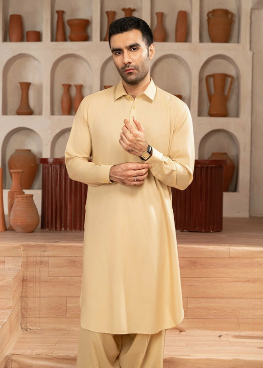 Picture of Wash & Wear | Skin Collared Shalwar Kameez - Available at Raja Sahib