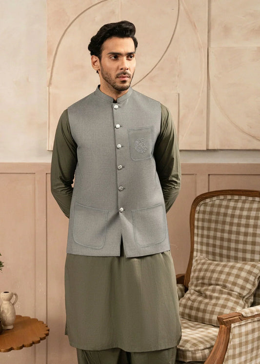 Picture of Platinum Grey | Waist Coat Ceremonial - Available at Raja Sahib