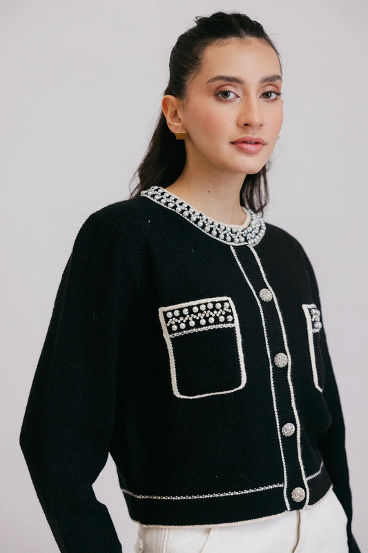 Picture of Ellena - Full Sleeves Round Neck Cardigan Sweater - Available at Raja Sahib