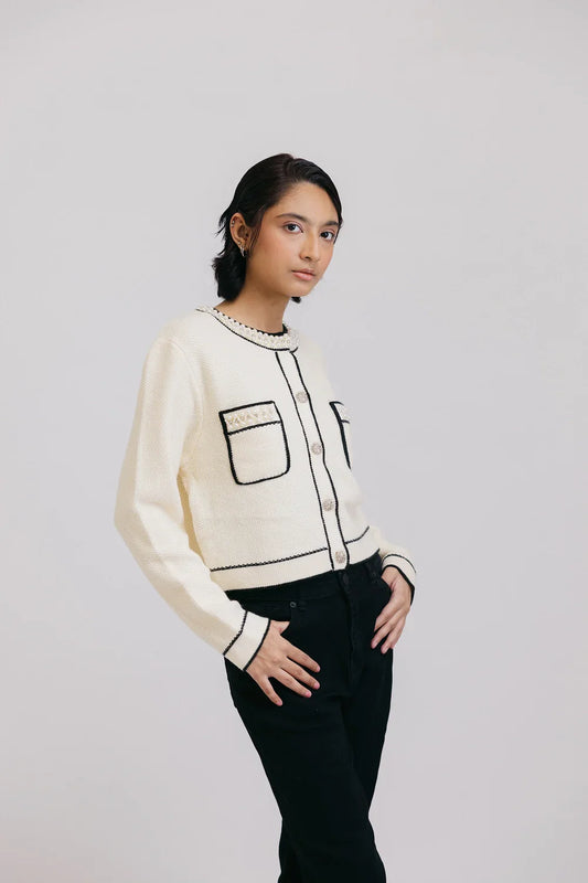 Picture of Ellena - Full Sleeves Round Neck Cardigan Sweater - Available at Raja Sahib