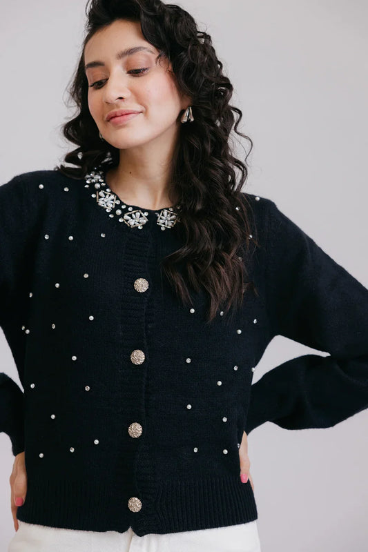 Picture of Ellena - Full Sleeves Round Neck Cardigan Sweater - Available at Raja Sahib