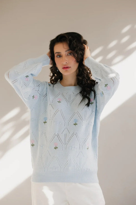 Picture of Ellena - Full Sleeves Round Neck Pullover Sweater - Available at Raja Sahib