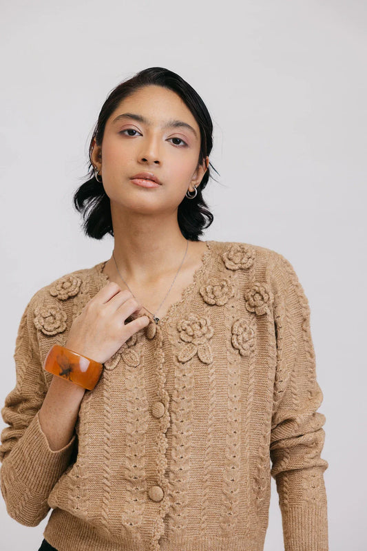Picture of Ellena - Full Sleeves V-Neck Cardigan Sweater - Available at Raja Sahib