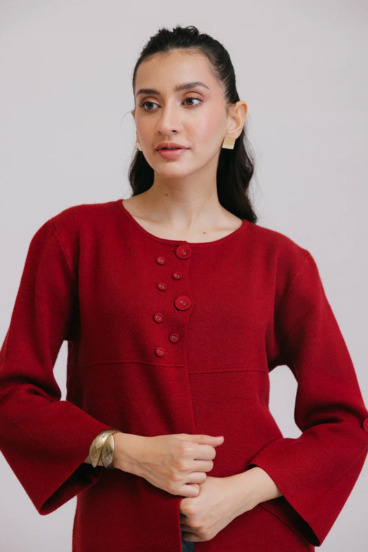 Picture of Ellena - Full Sleeves Round Neck Cardigan Sweater - Available at Raja Sahib