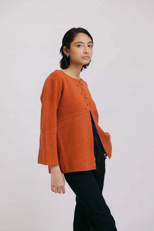 Picture of Ellena - Full Sleeves Round Neck Cardigan Sweater - Available at Raja Sahib
