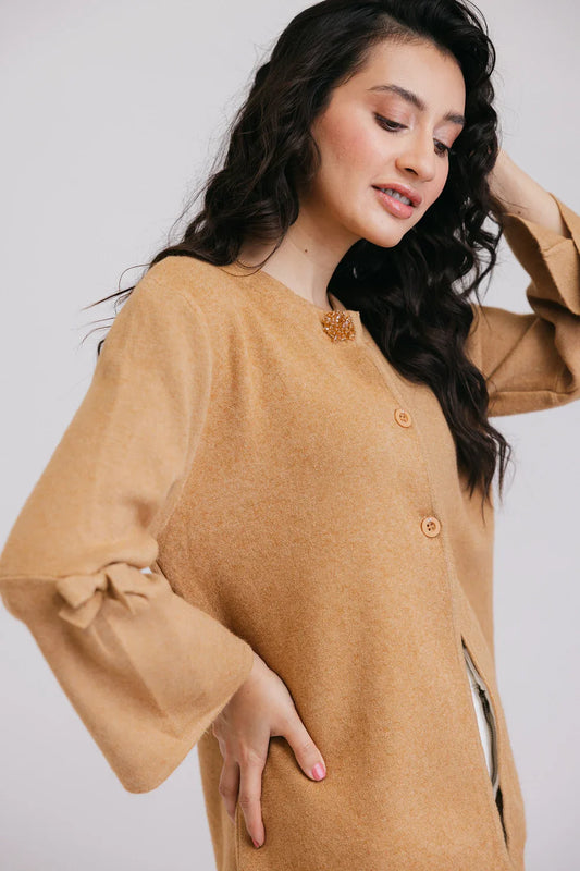 Picture of Ellena - Full Sleeves Round Neck Cardigan Sweater - Available at Raja Sahib