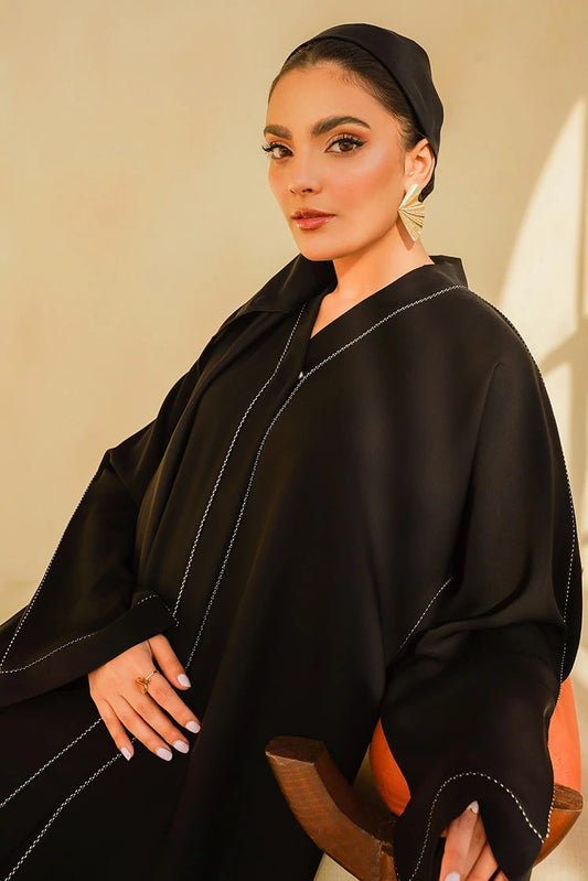 Picture of Divinely Crafted - Wahj Abaya Set - Buttoned Up - Available at Raja Sahib