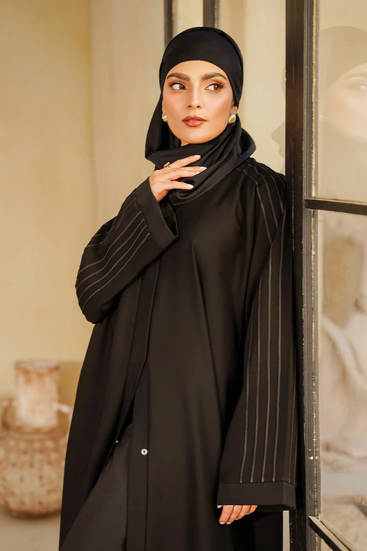 Picture of Divinely Crafted - Marjan Abaya Set - Buttoned Up - Available at Raja Sahib