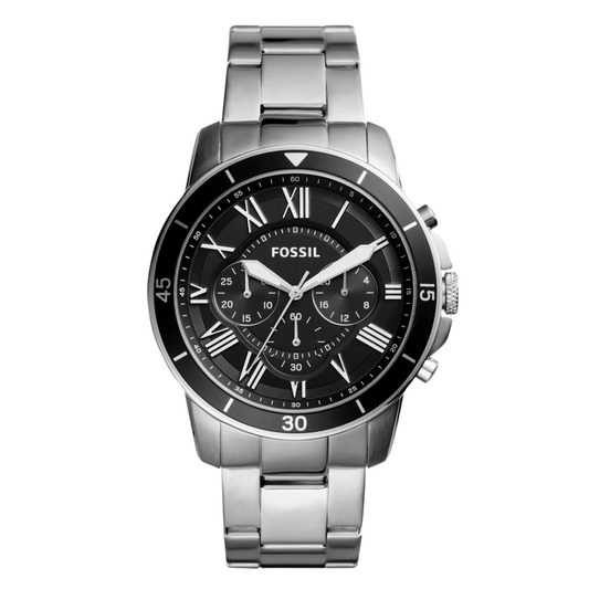 Picture of Fossil Grant Sport Silver Stainless Steel Black Dial Chronograph Quartz Watch for Gents - FS5236 - Available at Raja Sahib