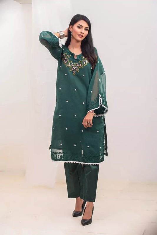 Silcot - Elite Rich Emerald Embroidered Outfit