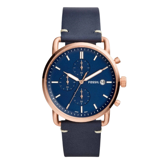 Picture of Fossil Commuter Blue Leather Strap Blue Dial Chronograph Quartz Watch for Gents - FS5404 - Available at Raja Sahib