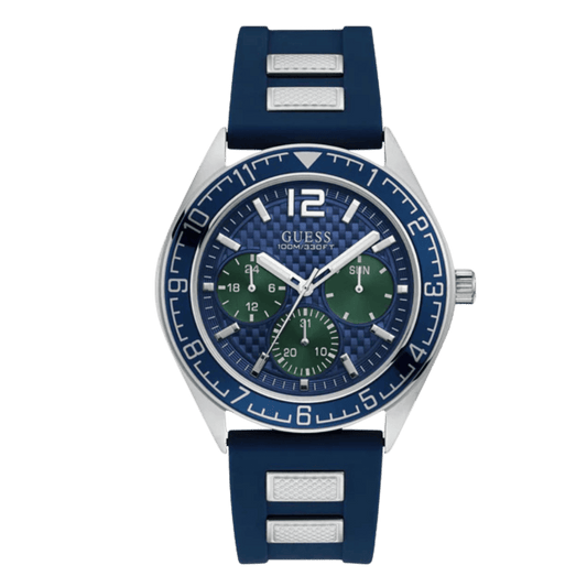 Guess Pacific Blue Silicone Strap Blue Dial Quartz Watch for Gents - W1167G1