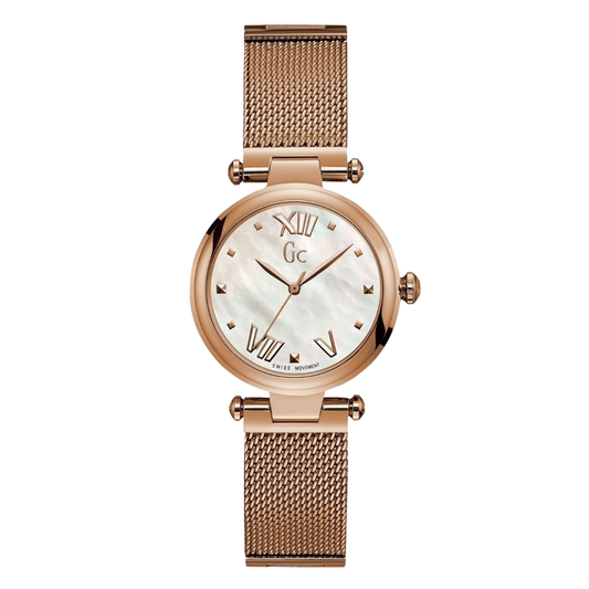 Guess Collection Pure Chic Rose Gold Mesh Stainless Steel Mother of pearl Dial Quartz Watch for Ladies - Y31002L1