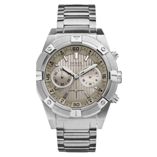 Guess Jolt Silver Stainless Steel Cream Dial Chronograph Quartz Watch for Gents - W0377G1