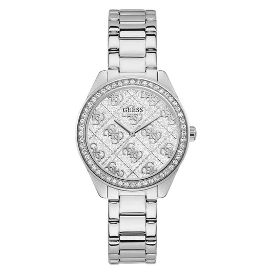 Guess Sugar Silver Stainless Steel White Dial Quartz Watch for Ladies - GW0001L1