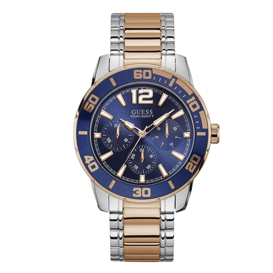 Guess Trek Two-tone Stainless Steel Blue Dial Quartz Watch for Gents - W1249G3