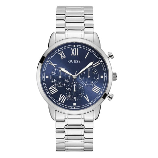 Guess Hendrix Silver Stainless Steel Blue Dial Chronograph Quartz Watch for Gents - W1309G1