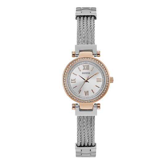 Guess Mini Soho Silver Stainless Steel Silver Dial Quartz Watch for Ladies - W1009L4