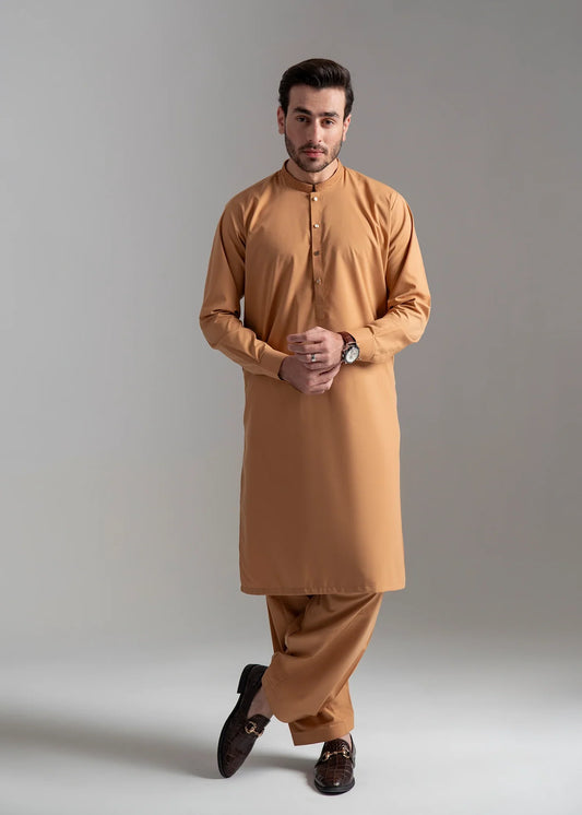 Picture of Wash & Wear | Mustard Ban Shalwar Kameez - Available at Raja Sahib
