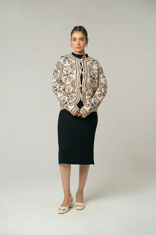 Picture of Embroidered Knit Cardigan - Available at Raja Sahib