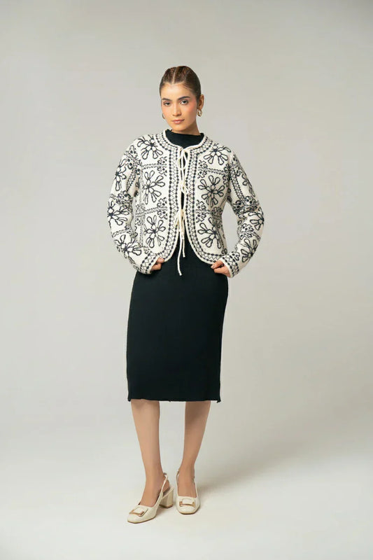 Picture of Ellena - Embroidered Knit Cardigan - Available at Raja Sahib