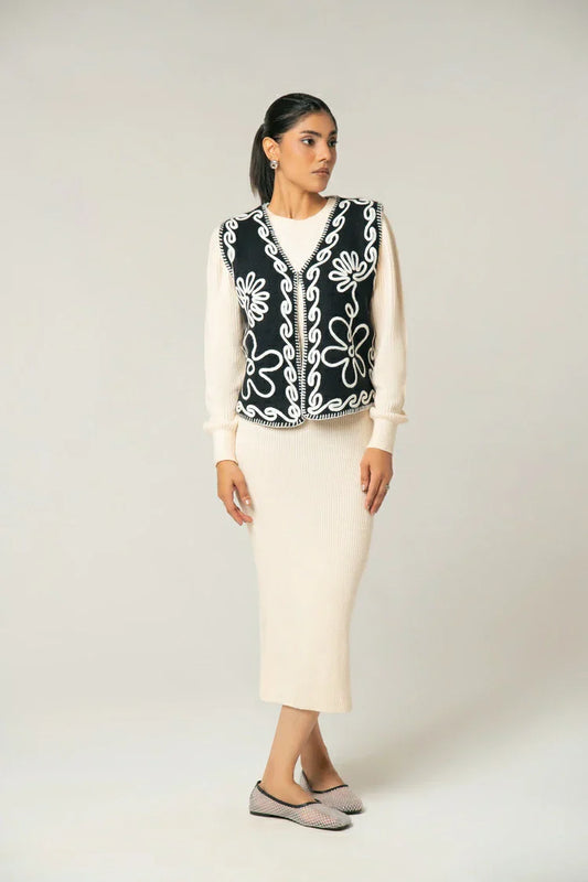 Picture of Ellena - Embroidered Knit Cardigan - Available at Raja Sahib
