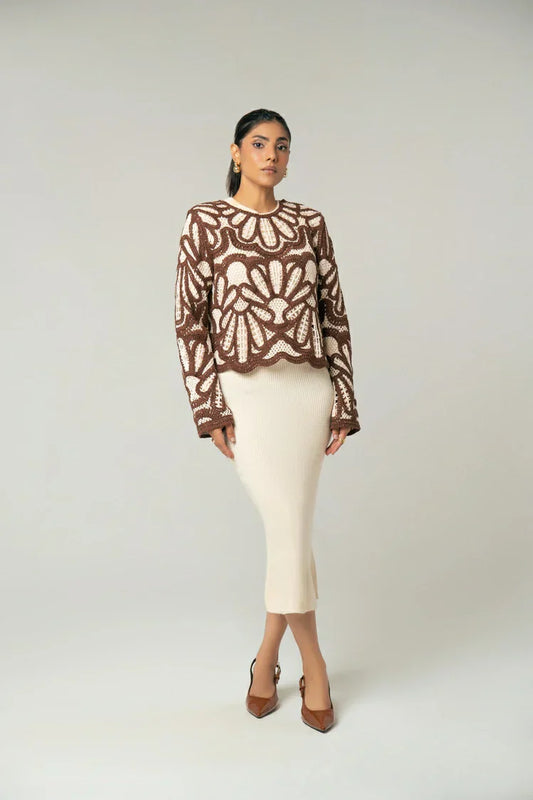 Picture of Full Sleeves Crochet Cardigan - Available at Raja Sahib