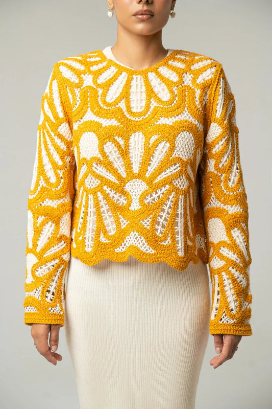 Picture of Full Sleeves Crochet Cardigan - Available at Raja Sahib