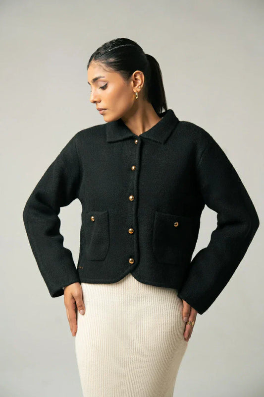 Picture of Ellena - Collar Knit Cardigan - Available at Raja Sahib