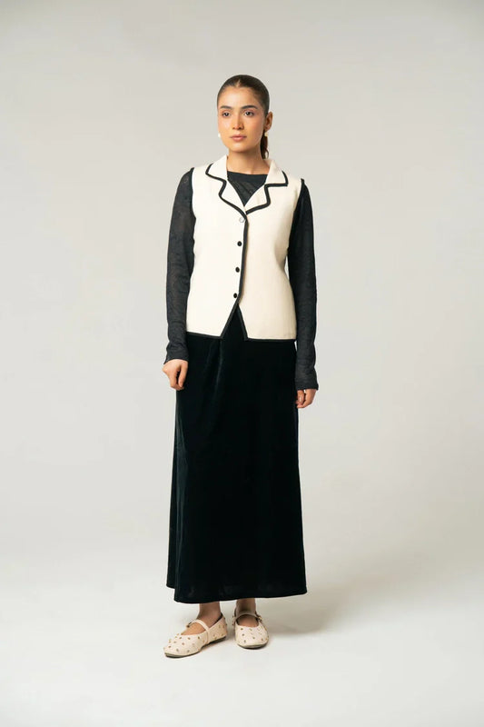 Picture of Sleeveless Collar Knit Cardigan - Available at Raja Sahib