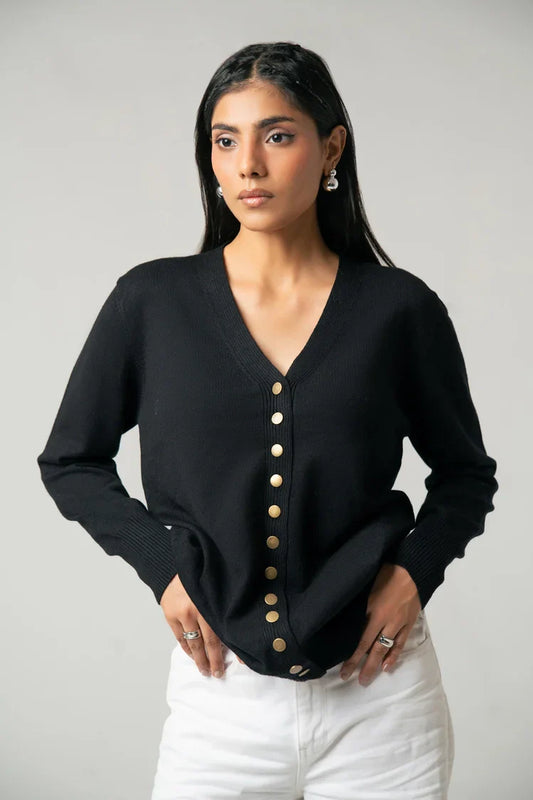 Picture of Ellena - V-Neck Knit Sweater - Available at Raja Sahib
