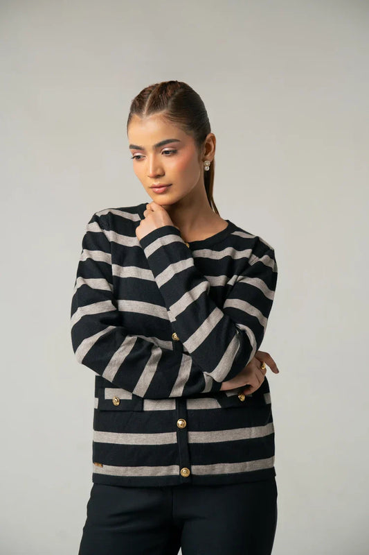 Picture of Ellena - Striped Knit Sweater - Available at Raja Sahib