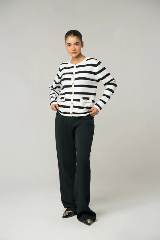 Picture of Ellena - Striped Knit Sweater - Available at Raja Sahib