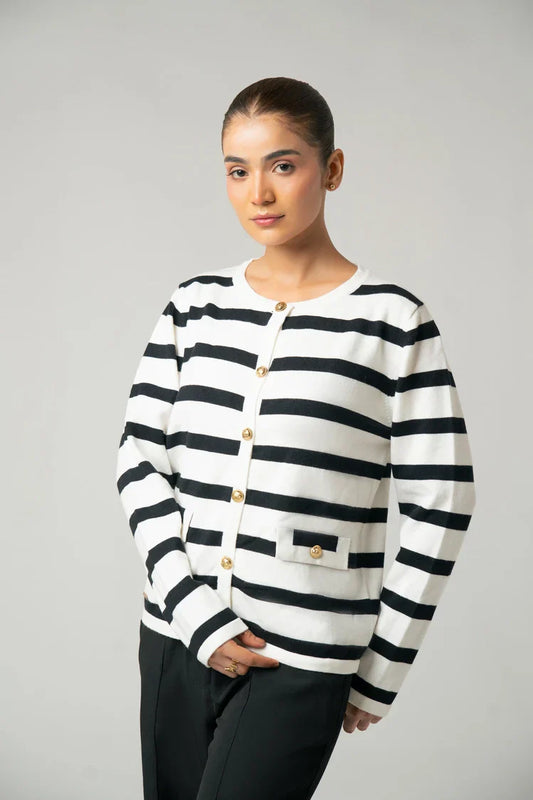 Picture of Ellena - Striped Knit Sweater - Available at Raja Sahib